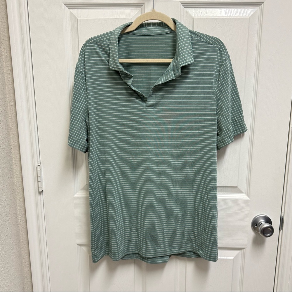 Lululemon Green Striped Polo